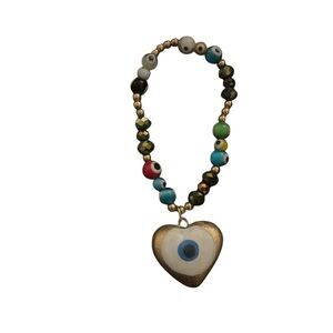 Evil Eye Heart Charm Bracelet